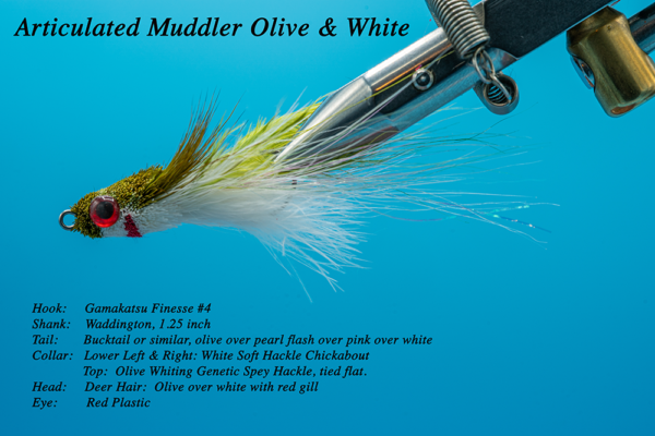 Articulated Muddler Olive & White